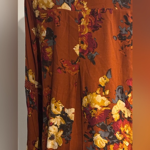 Blu Pepper Autumn Burnt Orange Floral Long Sleeve Dress or Tunic Top - Picture 4 of 8